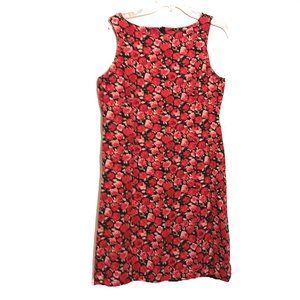 Merona Sleeveless Dress Black with Red Flowers Size Medium